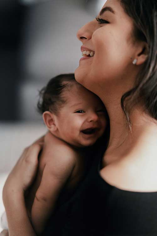 Mom holding baby