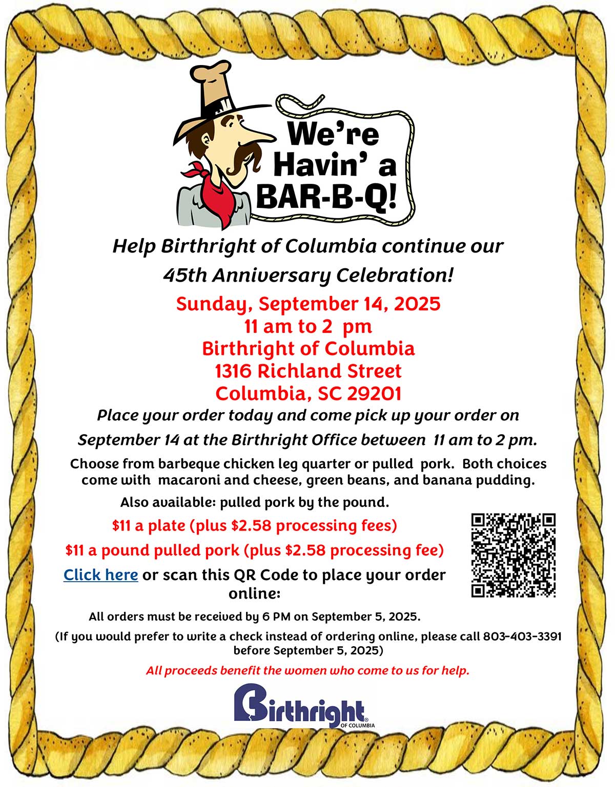 2025 Birthright of Columbia Bar-B-Q Fundraiser